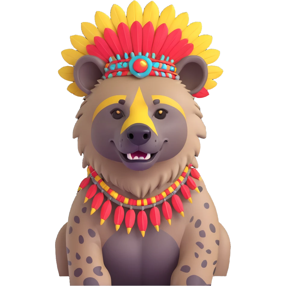 A native strong buff hyena with war bonnet  emoji