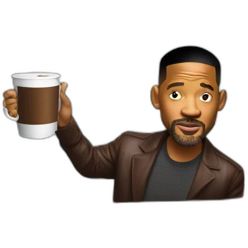 Will smith drink coffe behind a laptop emoji