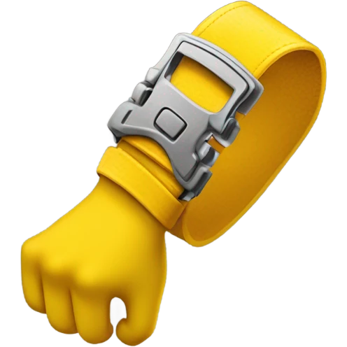 Yellow hand holding belt emoji