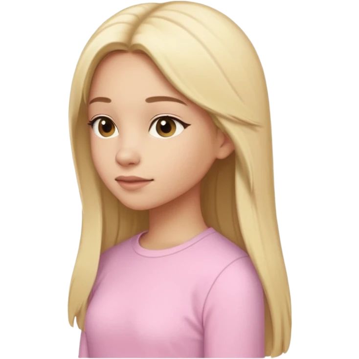 girl in light pink clothes, blonde with long straight hair, side view, variation 4 emoji