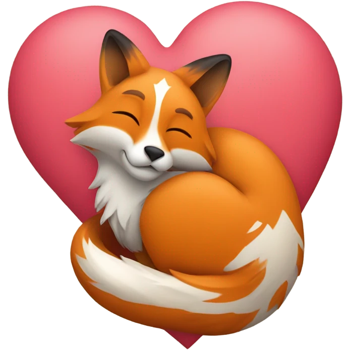 Heart with fox inside emoji