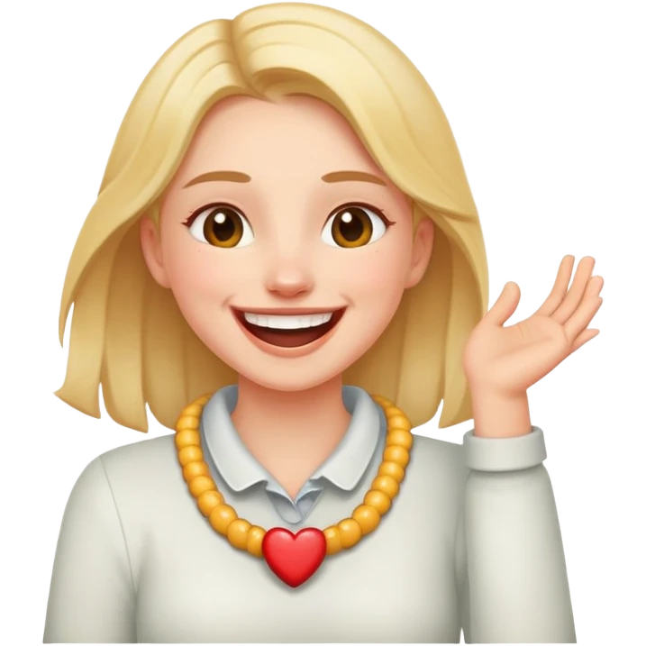 Girl holding hands around neck laughing  emoji