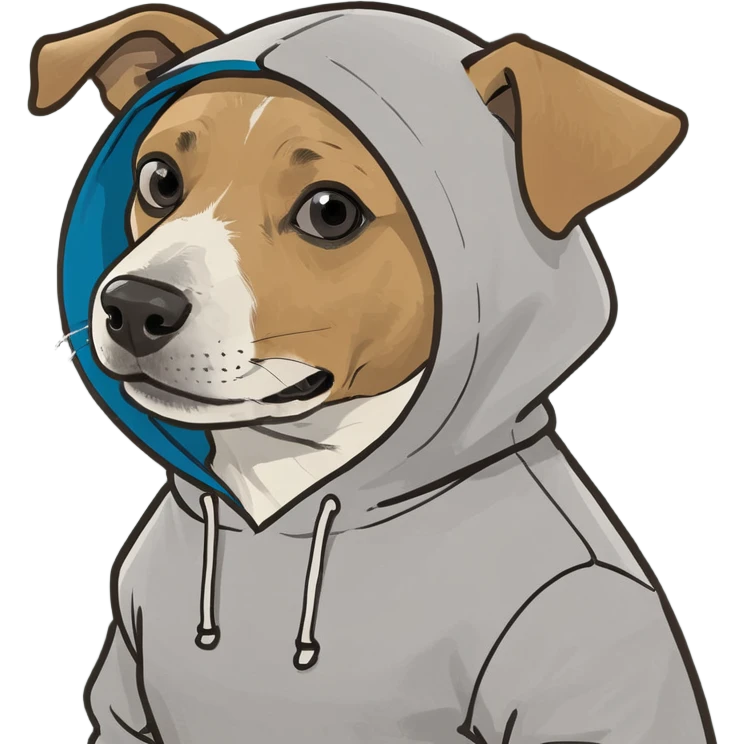 Dog wearing hoodie emoji