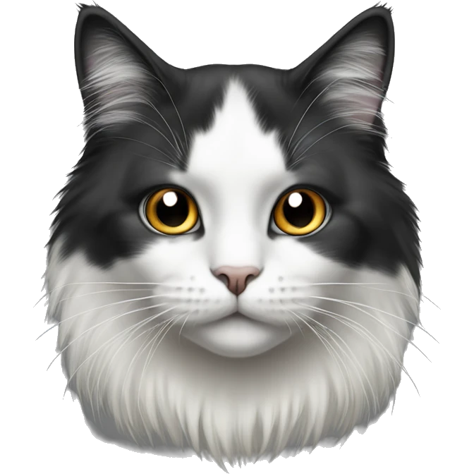 half Black and half white long hair cat with black spot on muzzle emoji