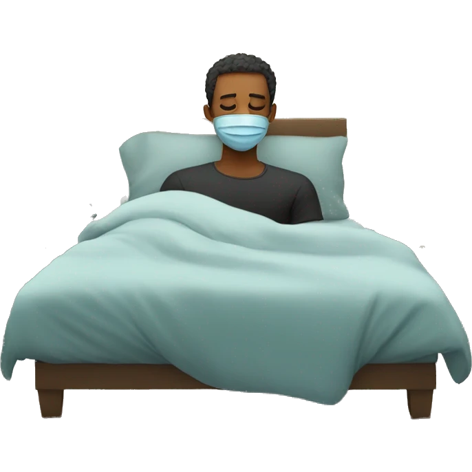 A man have mask and sleeping on bed emoji
