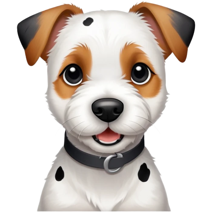 Happy Parson Russel terrier with 5 black spots emoji