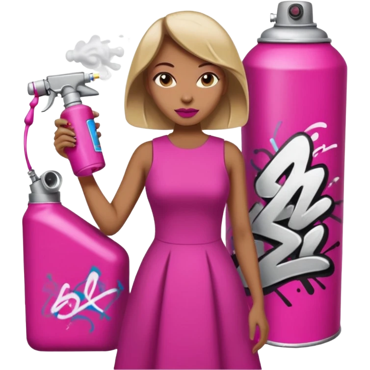 emoji della madonna vestita di fucsia con una bomboletta spray per fare i grafiti
 emoji