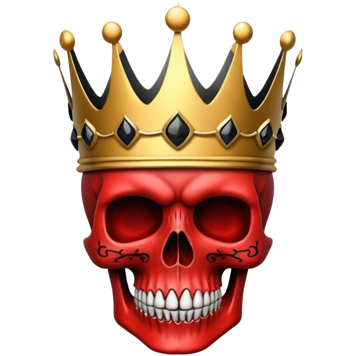 red and black skull with crown emoji
