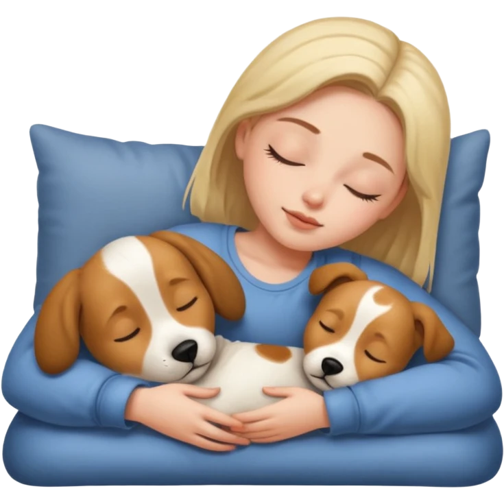 Girl sleeping with dog emoji