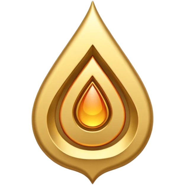 A simple golden tilak symbol with a central vertical drop shape and two curved lines on the sides forming a symmetric U-shape. emoji