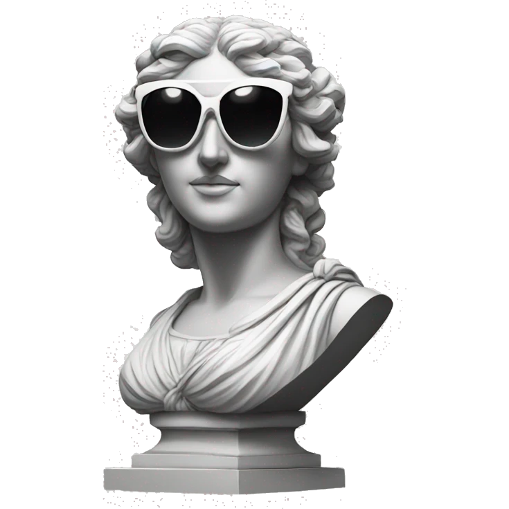 greek goddess sculpture wearing sunglasses emoji