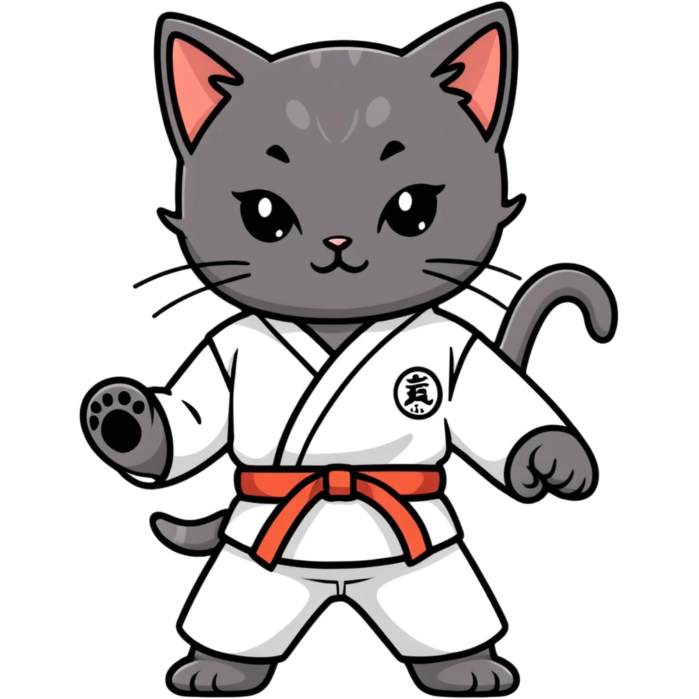 Black kitten in karate gear emoji