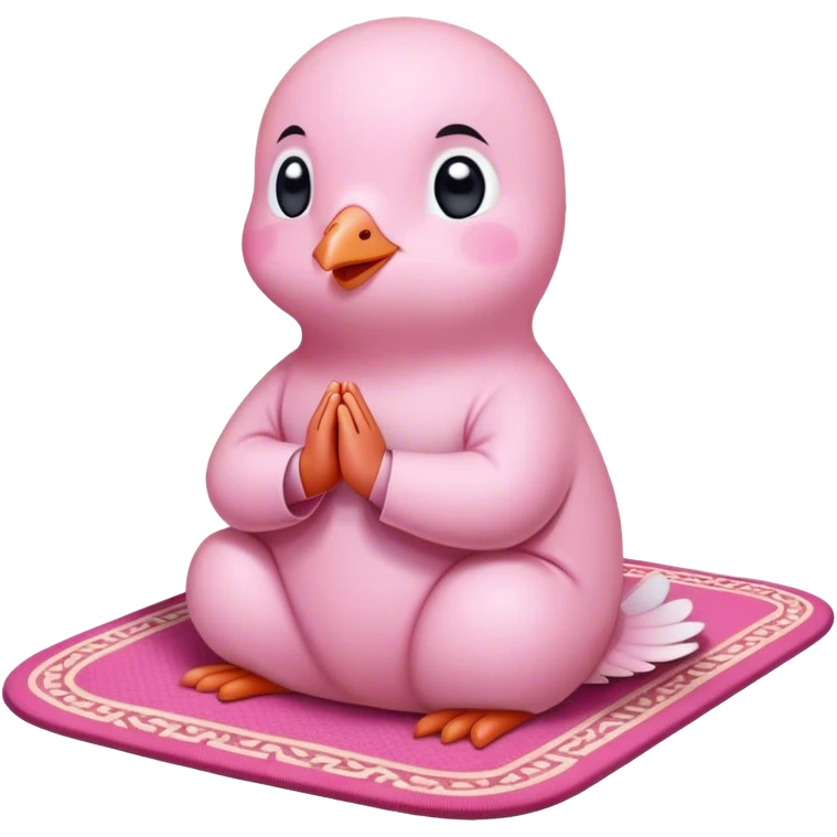 Cute muslim pink pigeon praying on a mat emoji