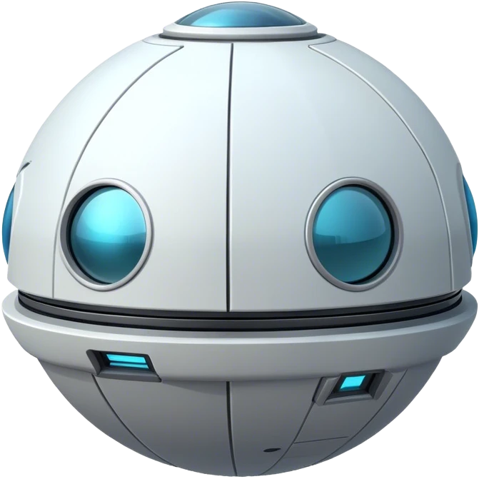 Design a simple, spherical spaceship shaped like a ball, with a smooth surface and minimalistic details. Use a plain background. emoji