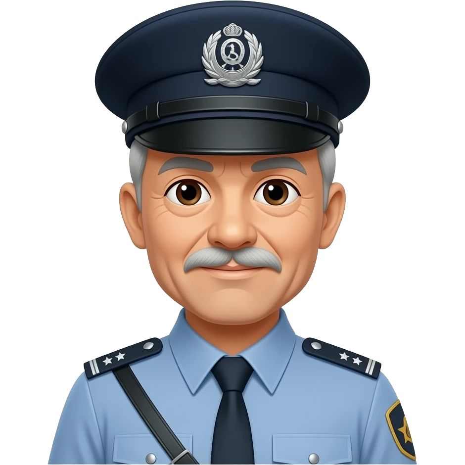 old aisan man Security guard no Mustache emoji