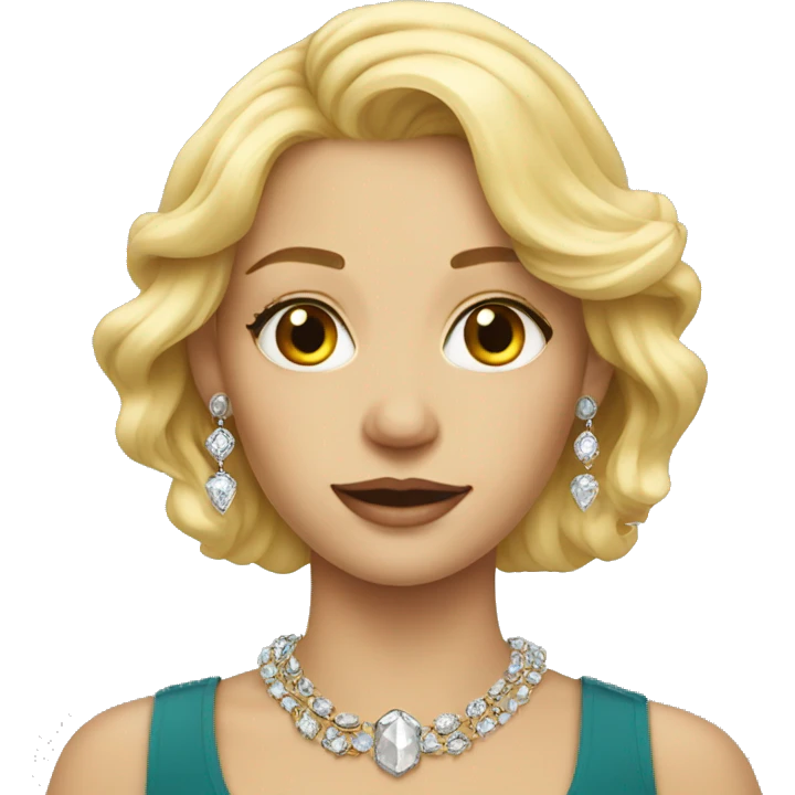 blonde girl portrait with jewelry emoji