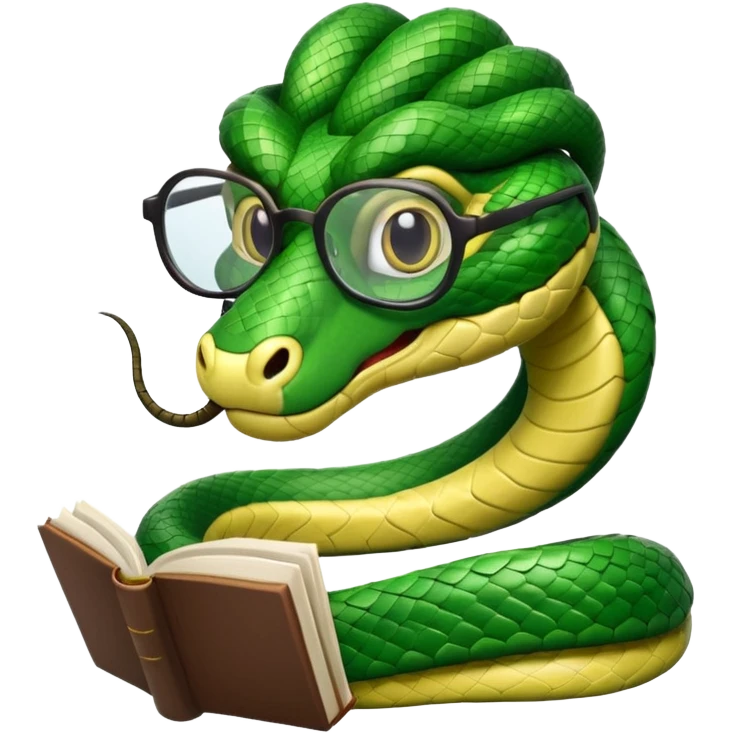 kitap okuyan gözlüklü yılan emoji