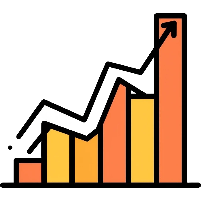 business chart with upward trend emoji