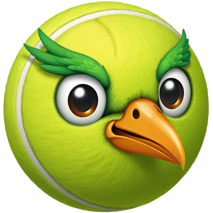 Tennis ball with bird face emoji