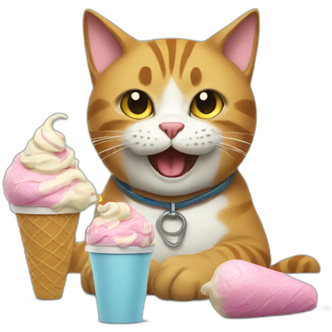 Fighter cat eating ice cream emoji