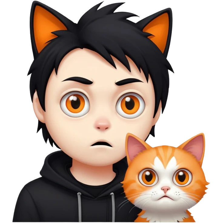Cat scared of emo guy emoji