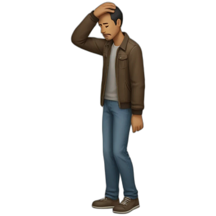 a man wandering holding his head with one arm full body emoji