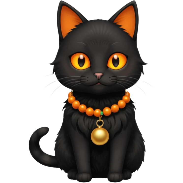 black cat wearing a jingle bell necklace full body emoji