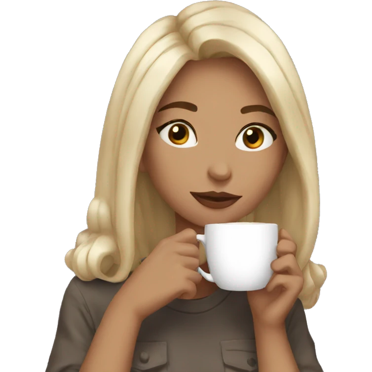 Aesthetic girl drinking coffee emoji