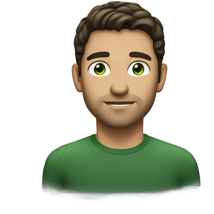 Brunette man green eyes emoji