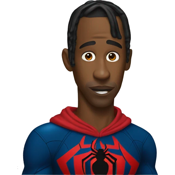 Travis Scott wearing spiderman costume without mask emoji