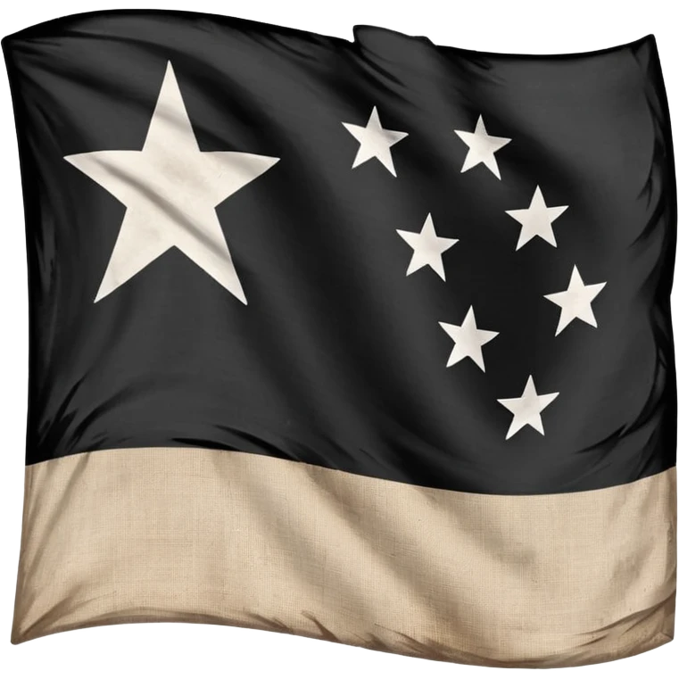 Black flag with a white E in the middle with 13 stars surrounding it emoji