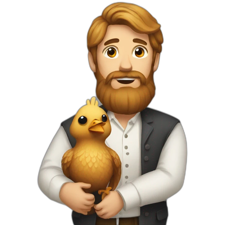 beardy man withchicken emoji