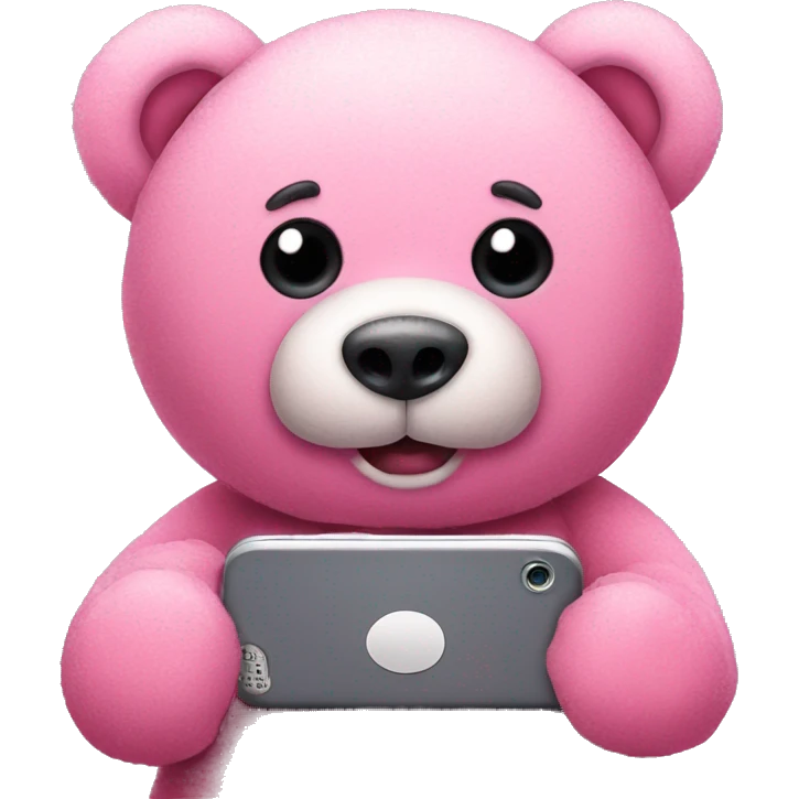 Pink Teddy bear looking at phone  emoji