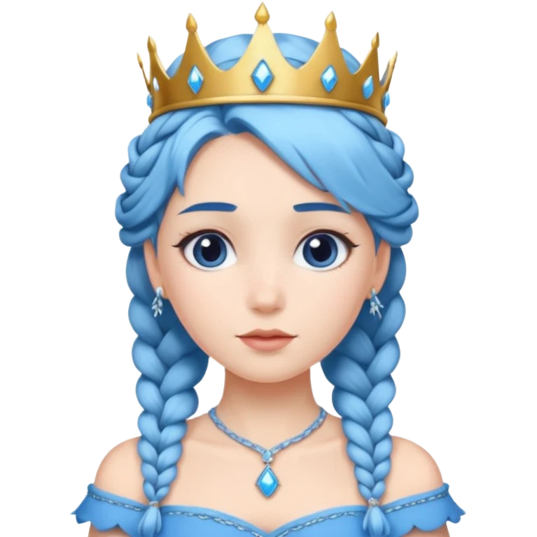 braided hair ice princess with crown blue hair emoji
