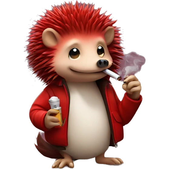 Red emo hedgehog smoking a cigarette emoji