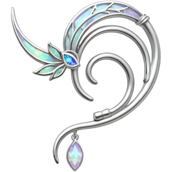 Elvish fae shiny sparkly iridescent translucent diaphanous ear climber ear cuff emoji