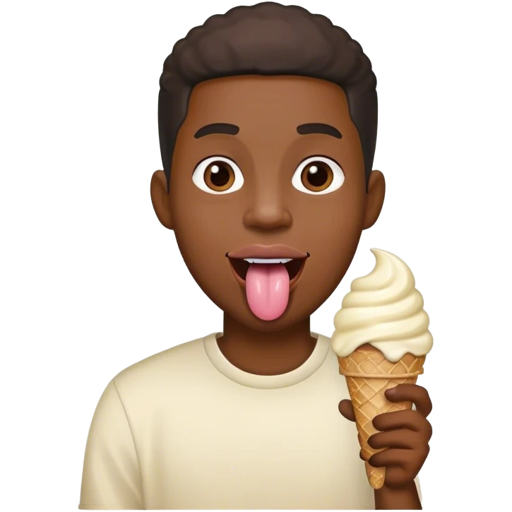 black guy holding ice cream while his tounge is out emoji
