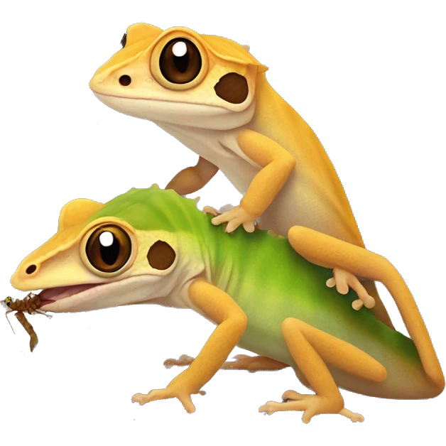  Two crested geckos eating crickets emoji
