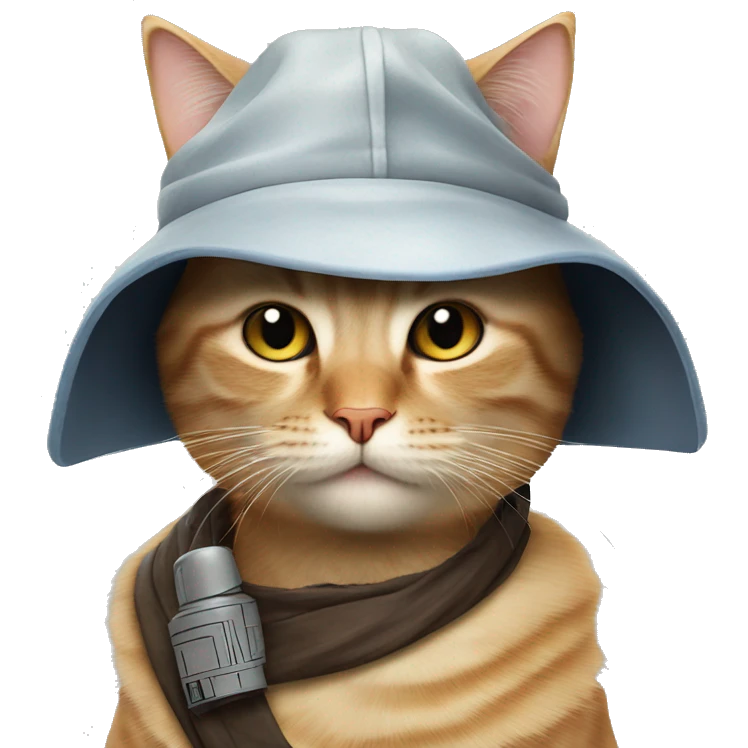 cat wearing a hat at a star wars birthday party emoji