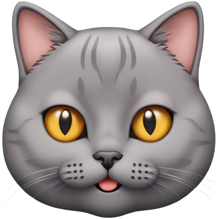 British short-hair cat with a silly face emoji