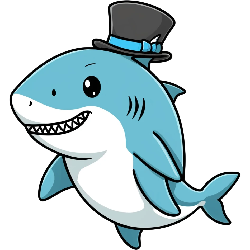 Shark with a top hat emoji