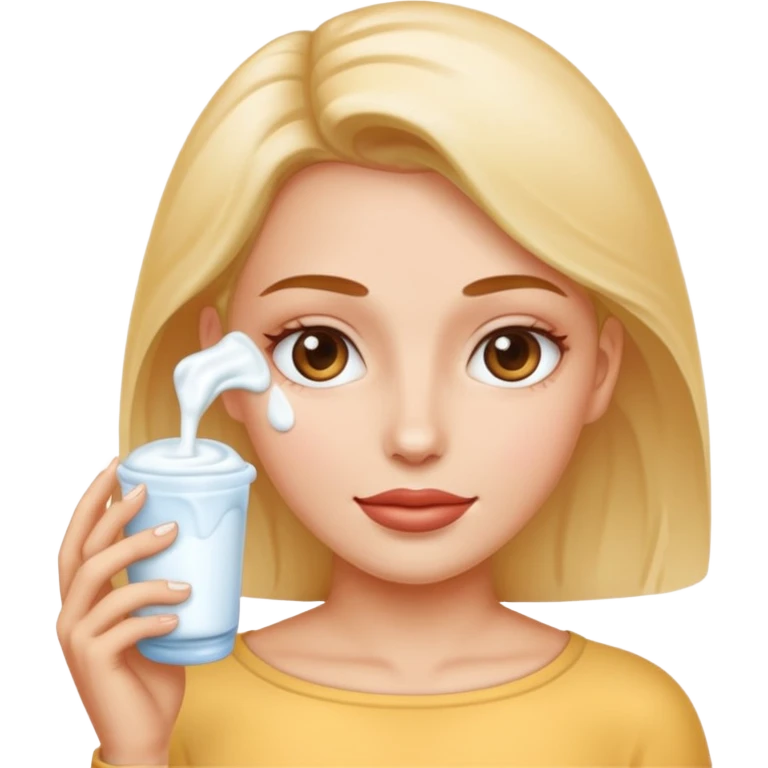 U ne visage de femme avec du lait gluant et un peu translucide étalé partout sur elle emoji