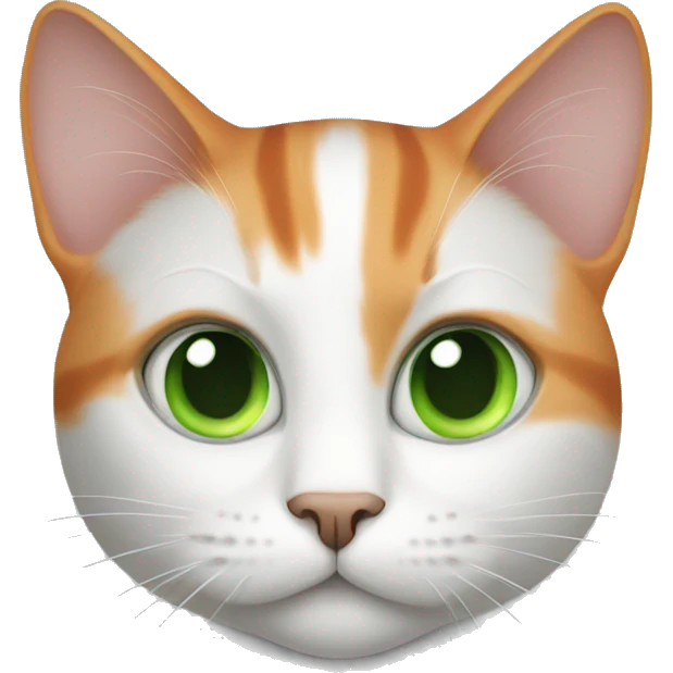 grey orange and white cat with green eyes emoji