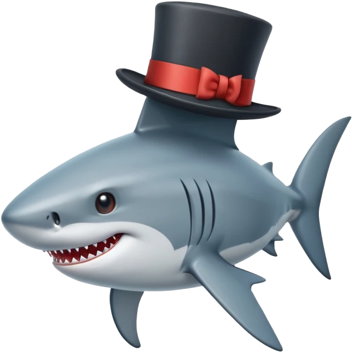 Shark with a top hat emoji
