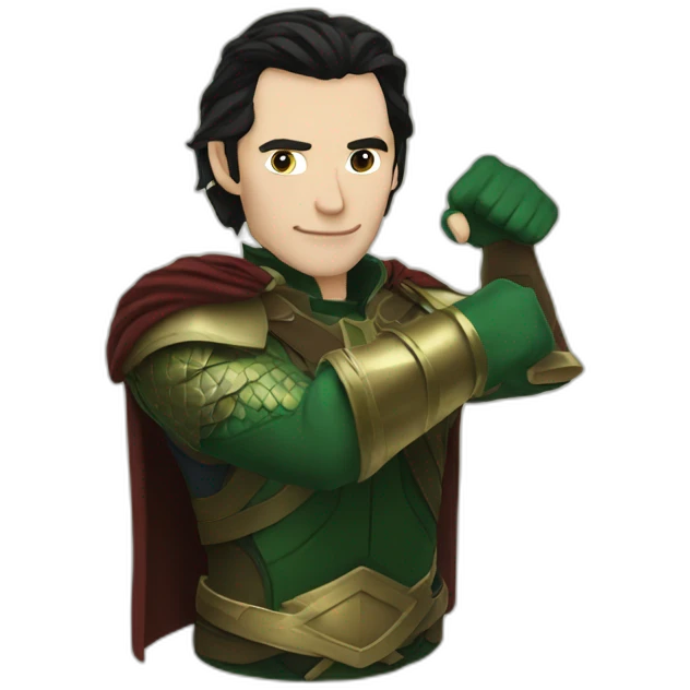 Loki straight arming a pint emoji