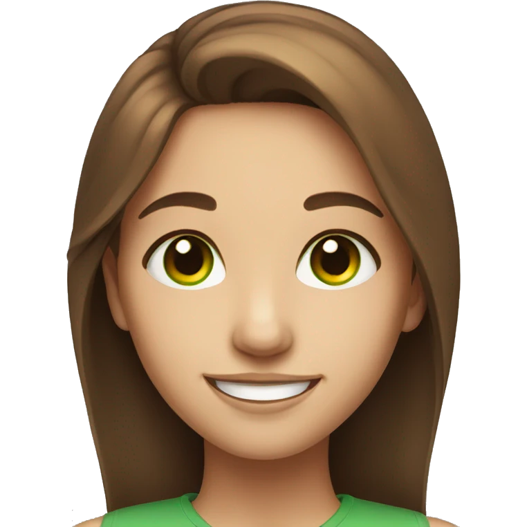smiling girl portrait with brown hair and green eyes  emoji