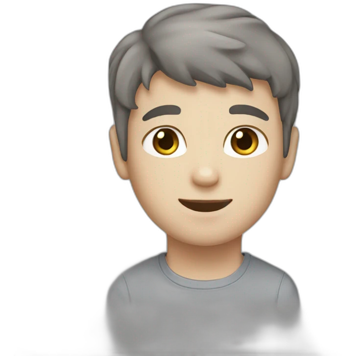 White brunette boy grey cat emoji