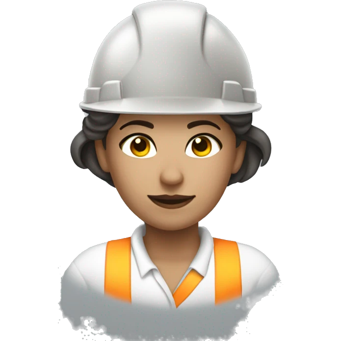 construction worker woman braun hair white clother with  desin project emoji
