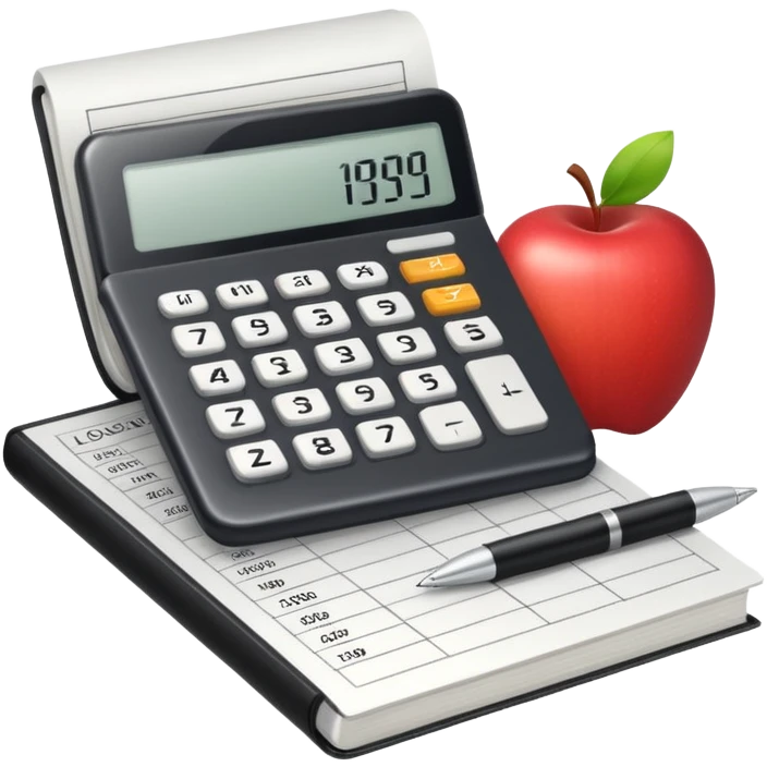 accounting or bookkeeping icon, ledger, calculator, financial document, no Apple branding or logo emoji