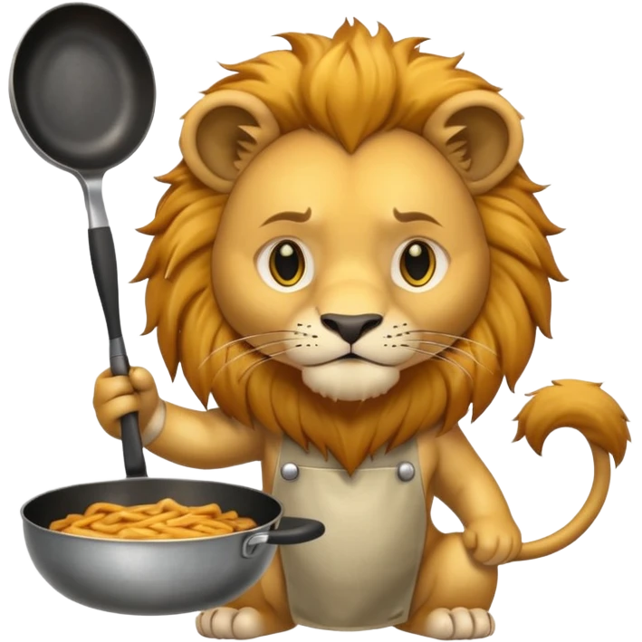 Lion holding frying pan emoji